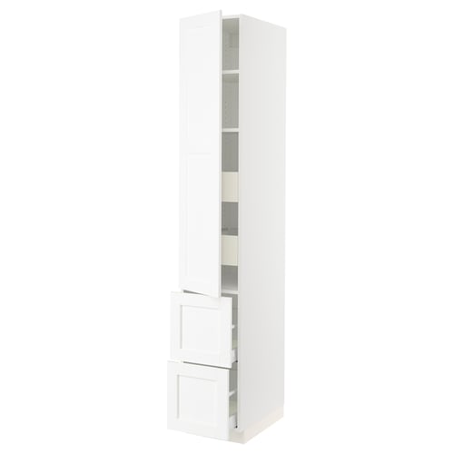 SEKTION / MAXIMERA Armoire haute porte/2 faces/4 tir, blanc Enköping/blanc effet bois, 15x24x90 "