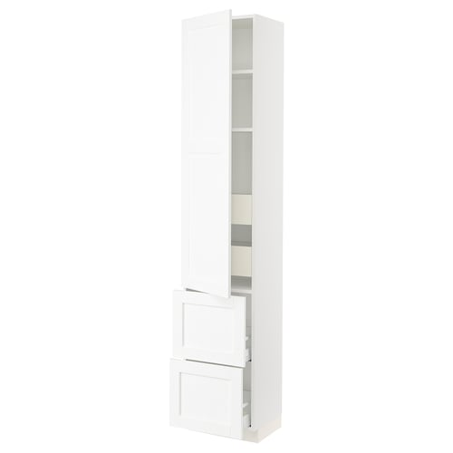 SEKTION / MAXIMERA Armoire haute porte/2 faces/4 tir, blanc Enköping/blanc effet bois, 18x15x90 "