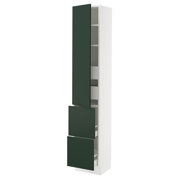 SEKTION / MAXIMERA Armoire haute porte/2 faces/4 tir, blanc/Havstorp vert profond, 15x15x80 "