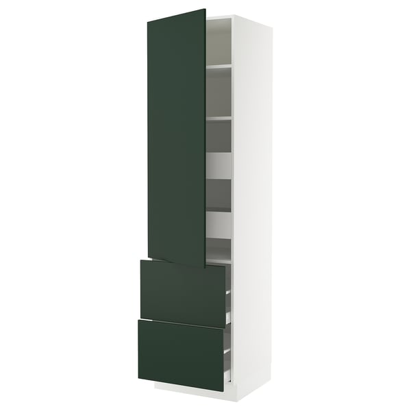 SEKTION / MAXIMERA Armoire haute porte/2 faces/4 tir, blanc/Havstorp vert profond, 24x24x90 "