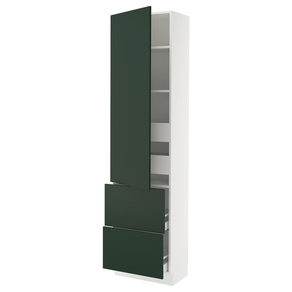 SEKTION / MAXIMERA Armoire haute porte/2 faces/4 tir, blanc/Havstorp vert profond, 24x15x90 "