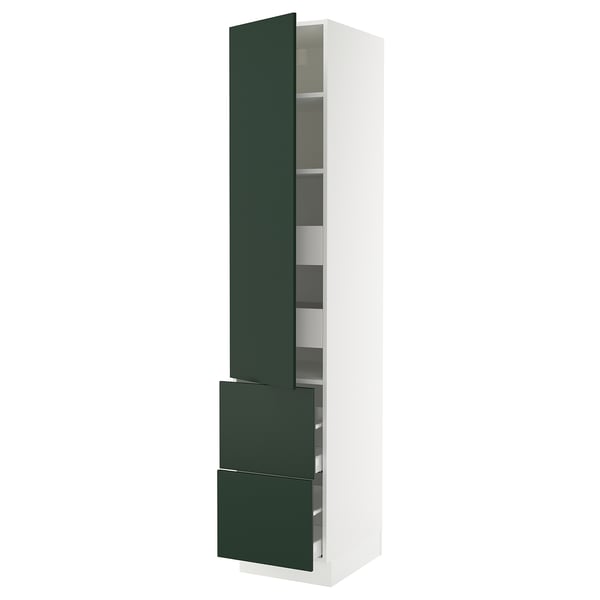 SEKTION / MAXIMERA Armoire haute porte/2 faces/4 tir, blanc/Havstorp vert profond, 18x24x90 "