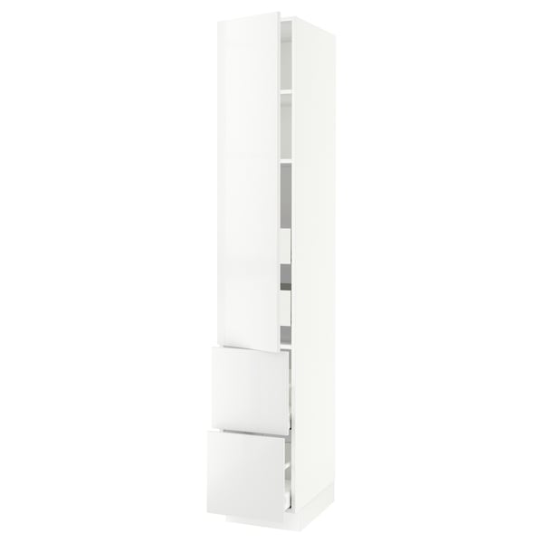 SEKTION / MAXIMERA Armoire haute porte/2 faces/4 tir, blanc/Ringhult blanc, 15x24x90 "