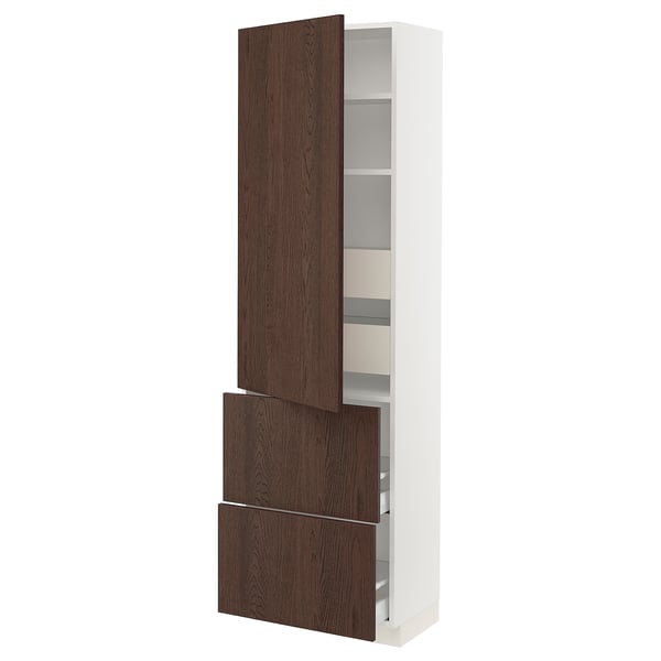 SEKTION / MAXIMERA Armoire haute porte/2 faces/4 tir, blanc/Sinarp brun, 24x15x80 "