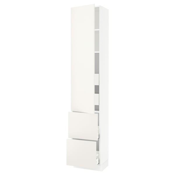 SEKTION / MAXIMERA Armoire haute porte/2 faces/4 tir, blanc/Veddinge blanc, 18x15x90 "