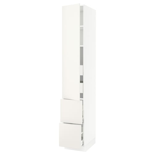 SEKTION / MAXIMERA Armoire haute porte/2 faces/4 tir, blanc/Veddinge blanc, 15x24x90 "