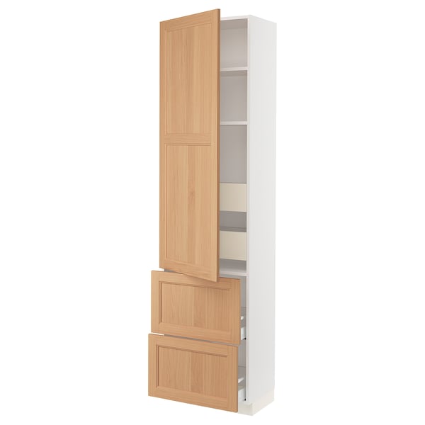 SEKTION / MAXIMERA Armoire haute porte/2 faces/4 tir, blanc/Vedhamn chêne, 24x15x90 "