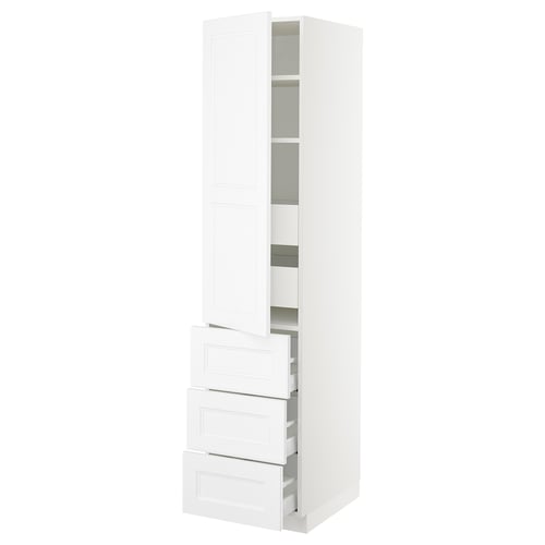 SEKTION / MAXIMERA Armoire haute porte/3 faces/5 tir, blanc/Axstad blanc mat, 18x24x80 "