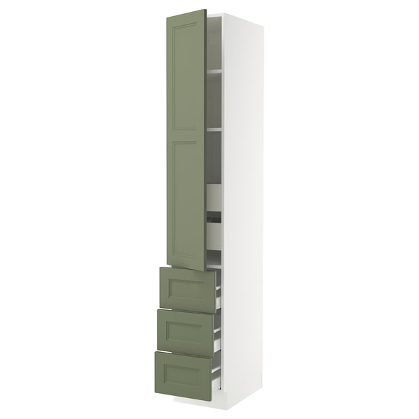 SEKTION / MAXIMERA Armoire haute porte/3 faces/5 tir, blanc/Axstad gris-vert, 15x24x90 "