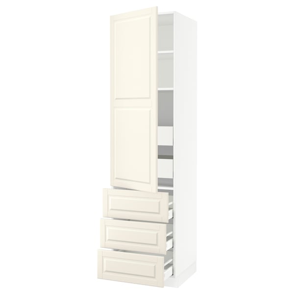 SEKTION / MAXIMERA Armoire haute porte/3 faces/5 tir, blanc/Bodbyn blanc cassé, 24x24x90 "