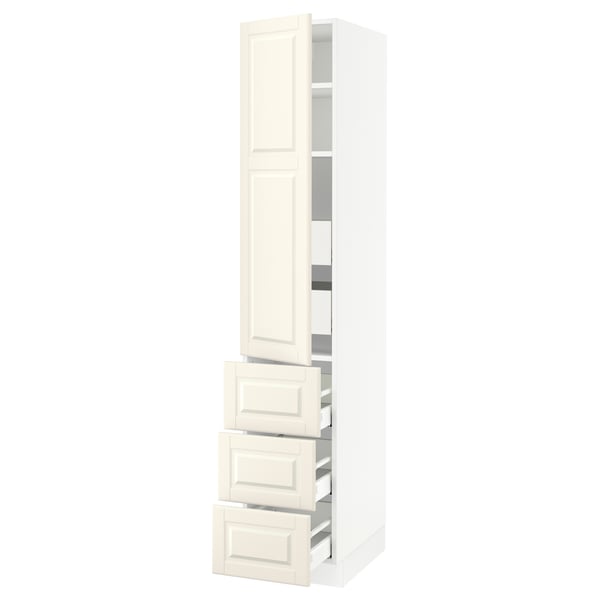 SEKTION / MAXIMERA Armoire haute porte/3 faces/5 tir, blanc/Bodbyn blanc cassé, 15x24x80 "