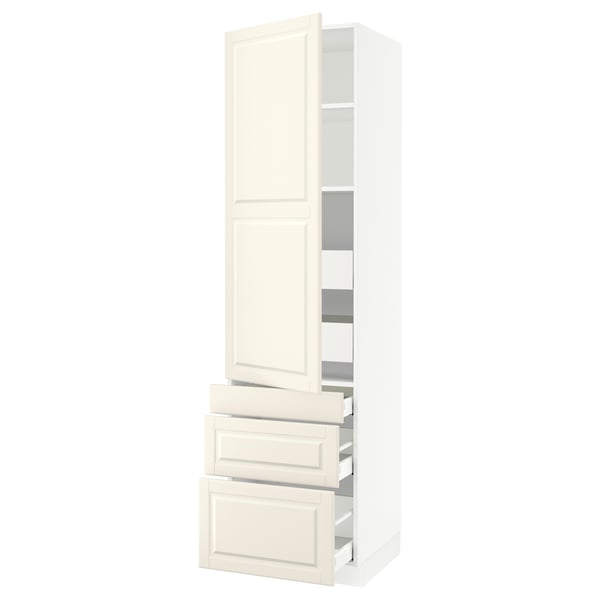 SEKTION / MAXIMERA Armoire haute porte/3 faces/5 tir, blanc/Bodbyn blanc cassé, 24x24x90 "