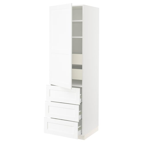 SEKTION / MAXIMERA Armoire haute porte/3 faces/5 tir, blanc Enköping/blanc effet bois, 24x24x80 "