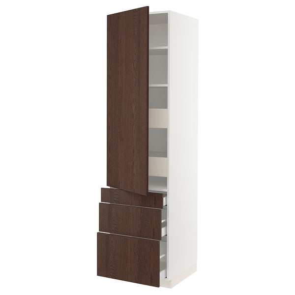 SEKTION / MAXIMERA Armoire haute porte/3 faces/5 tir, blanc/Sinarp brun, 24x24x90 "