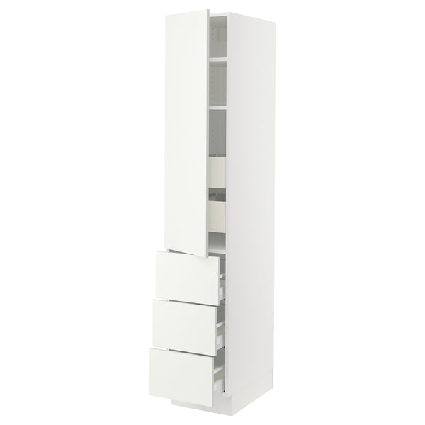 SEKTION / MAXIMERA Armoire haute porte/3 faces/5 tir, blanc/Vallstena blanc, 15x24x80 "