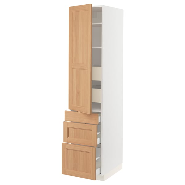 SEKTION / MAXIMERA Armoire haute porte/3 faces/5 tir, blanc/Vedhamn chêne, 18x24x80 "