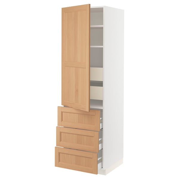 SEKTION / MAXIMERA Armoire haute porte/3 faces/5 tir, blanc/Vedhamn chêne, 24x24x80 "