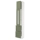 SEKTION / MAXIMERA Armoire haute pte vitr/2 tir/1 pte, blanc/Axstad gris-vert, 15x15x90 "