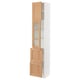 SEKTION / MAXIMERA Armoire haute pte vitr/2 tir/1 pte, blanc/Vedhamn chêne, 15x15x80 "