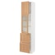 SEKTION / MAXIMERA Armoire haute pte vitr/2 tir/1 pte, blanc/Vedhamn chêne, 18x15x80 "