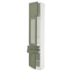 SEKTION / MAXIMERA Armoire haute pte vitr/2 tir/2 ptes, blanc/Axstad gris-vert, 18x15x90 "