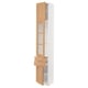 SEKTION / MAXIMERA Armoire haute pte vitr/2 tir/2 ptes, blanc/Vedhamn chêne, 15x15x90 "