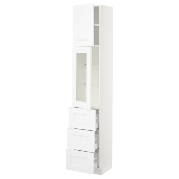 SEKTION / MAXIMERA Armoire haute pte vitr/3 tir/1 pte, blanc/Axstad blanc mat, 15x15x80 "