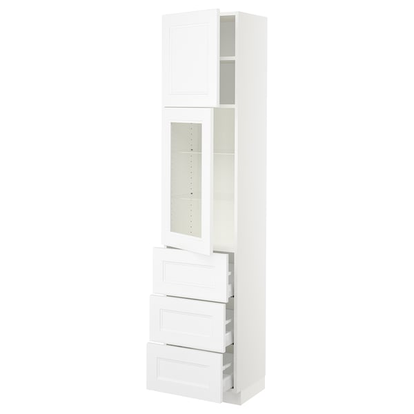 SEKTION / MAXIMERA Armoire haute pte vitr/3 tir/1 pte, blanc/Axstad blanc mat, 18x15x80 "