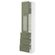 SEKTION / MAXIMERA Armoire haute pte vitr/3 tir/1 pte, blanc/Axstad gris-vert, 18x15x80 "