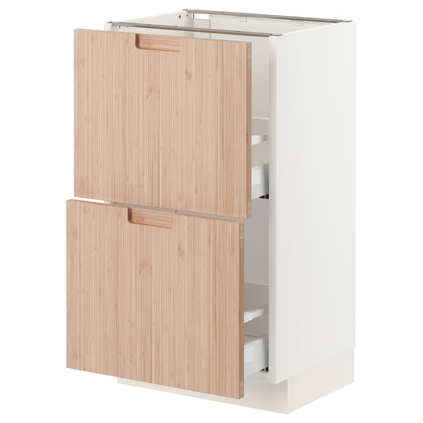 SEKTION / MAXIMERA Armoire inf 2 tir, blanc/Fröjered bambou clair, 18x15x30 "