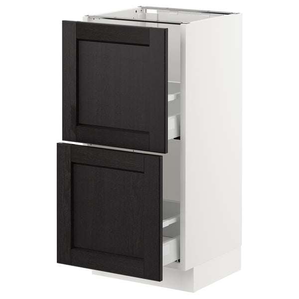 SEKTION / MAXIMERA Armoire inf 2 tir, blanc/Lerhyttan teinté noir, 15x15x30 "