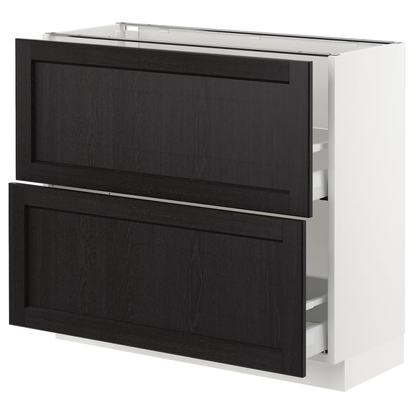 SEKTION / MAXIMERA Armoire inf 2 tir, blanc/Lerhyttan teinté noir, 36x15x30 "