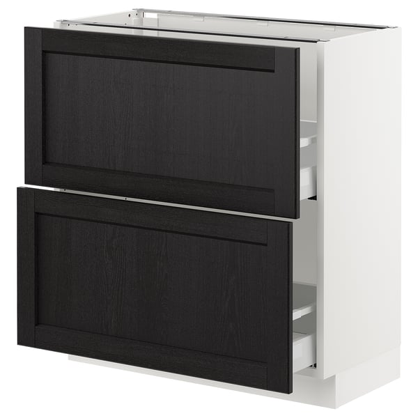 SEKTION / MAXIMERA Armoire inf 2 tir, blanc/Lerhyttan teinté noir, 30x15x30 "