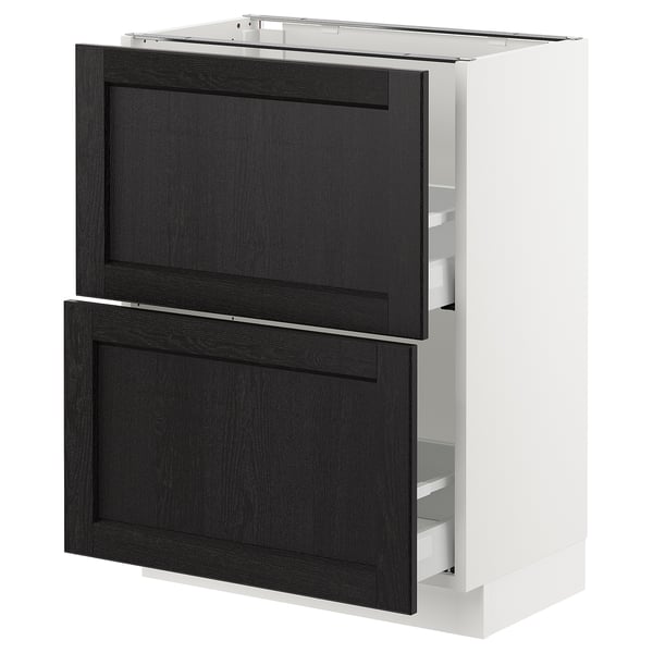 SEKTION / MAXIMERA Armoire inf 2 tir, blanc/Lerhyttan teinté noir, 24x15x30 "