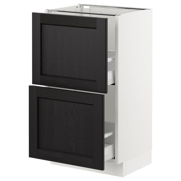 SEKTION / MAXIMERA Armoire inf 2 tir, blanc/Lerhyttan teinté noir, 18x15x30 "