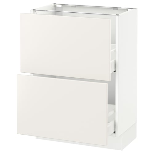 SEKTION / MAXIMERA Armoire inf 2 tir, blanc/Veddinge blanc, 24x15x30 "