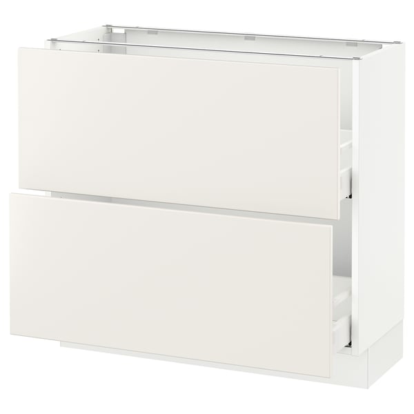 SEKTION / MAXIMERA Armoire inf 2 tir, blanc/Veddinge blanc, 36x15x30 "