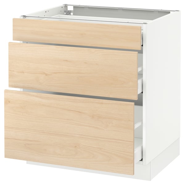 SEKTION / MAXIMERA Armoire inf 3 tir, blanc/Askersund effet frêne clair, 30x24x30 "