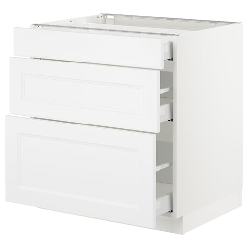 SEKTION / MAXIMERA Armoire inf 3 tir, blanc/Axstad blanc mat, 30x24x30 "