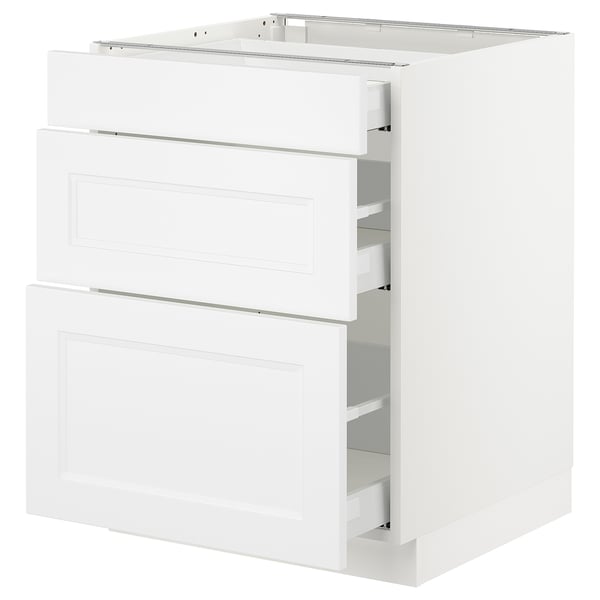 SEKTION / MAXIMERA Armoire inf 3 tir, blanc/Axstad blanc mat, 24x24x30 "