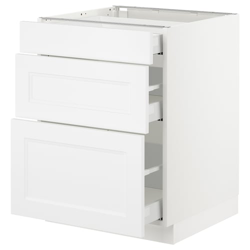 SEKTION / MAXIMERA Armoire inf 3 tir, blanc/Axstad blanc mat, 24x24x30 "