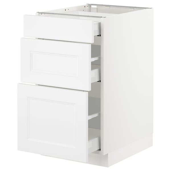 SEKTION / MAXIMERA Armoire inf 3 tir, blanc/Axstad blanc mat, 18x24x30 "