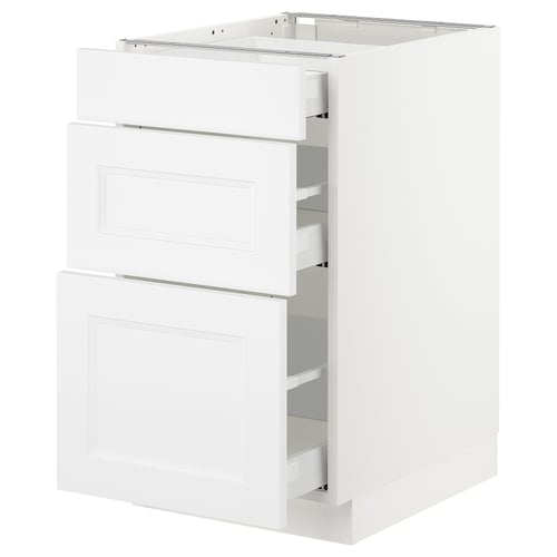 SEKTION / MAXIMERA Armoire inf 3 tir, blanc/Axstad blanc mat, 18x24x30 "