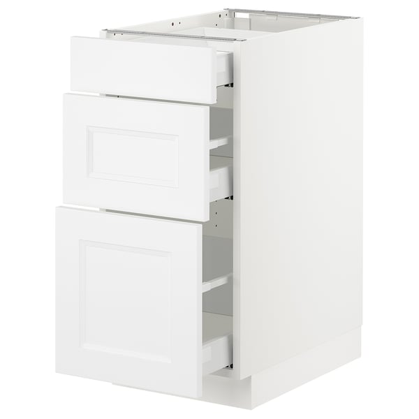SEKTION / MAXIMERA Armoire inf 3 tir, blanc/Axstad blanc mat, 15x24x30 "
