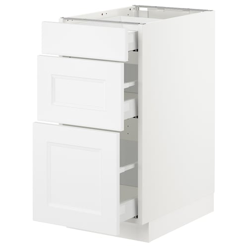 SEKTION / MAXIMERA Armoire inf 3 tir, blanc/Axstad blanc mat, 15x24x30 "