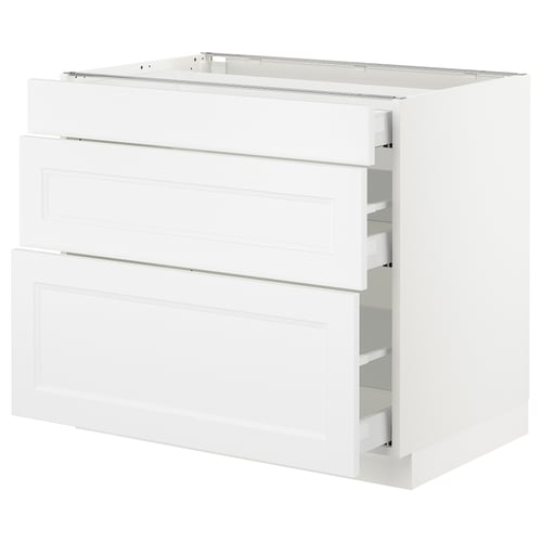 SEKTION / MAXIMERA Armoire inf 3 tir, blanc/Axstad blanc mat, 36x24x30 "