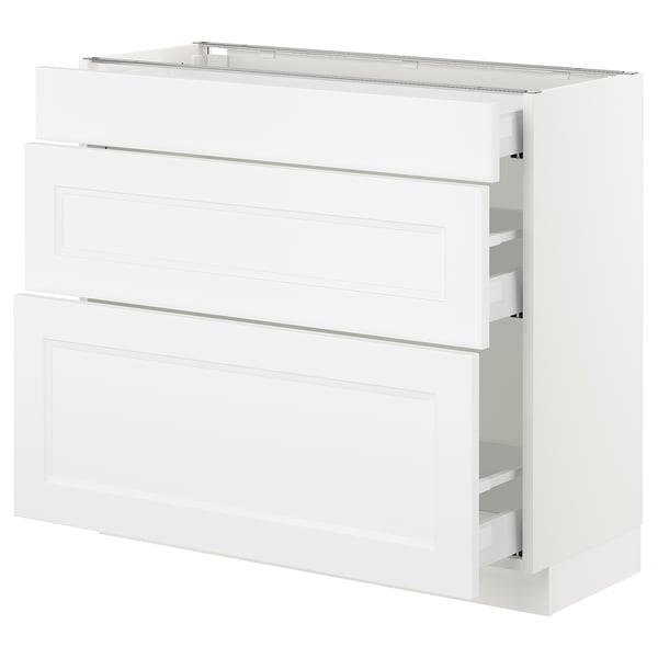 SEKTION / MAXIMERA Armoire inf 3 tir, blanc/Axstad blanc mat, 36x15x30 "