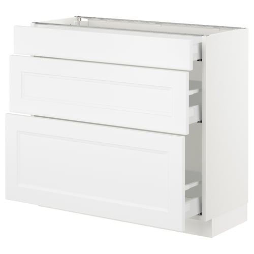 SEKTION / MAXIMERA Armoire inf 3 tir, blanc/Axstad blanc mat, 36x15x30 "