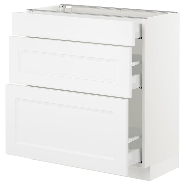SEKTION / MAXIMERA Armoire inf 3 tir, blanc/Axstad blanc mat, 30x15x30 "