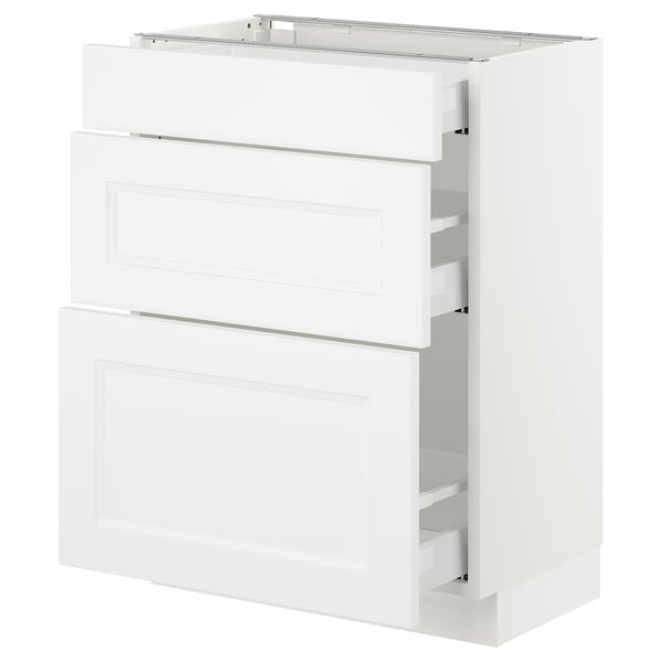 SEKTION / MAXIMERA Armoire inf 3 tir, blanc/Axstad blanc mat, 24x15x30 "